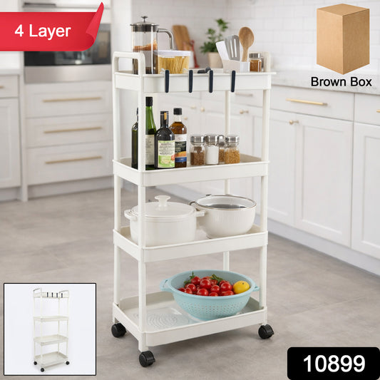 4 Layer Multipurpose Kitchen Storage Organizer Trolley With Wheels