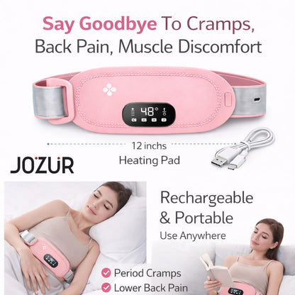 Portable Rechargeable Period Pain Relief Heating Massager Belt | Cordless Menstrual Heating Pad with Vibration Massage