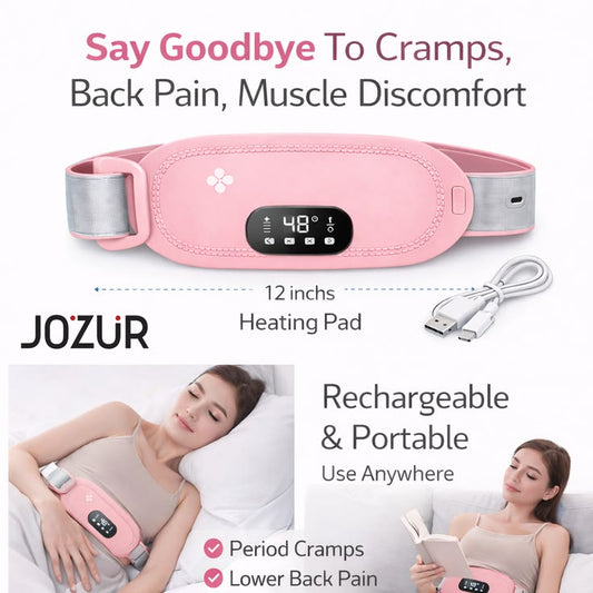Portable Rechargeable Period Pain Relief Heating Massager Belt | Cordless Menstrual Heating Pad with Vibration Massage