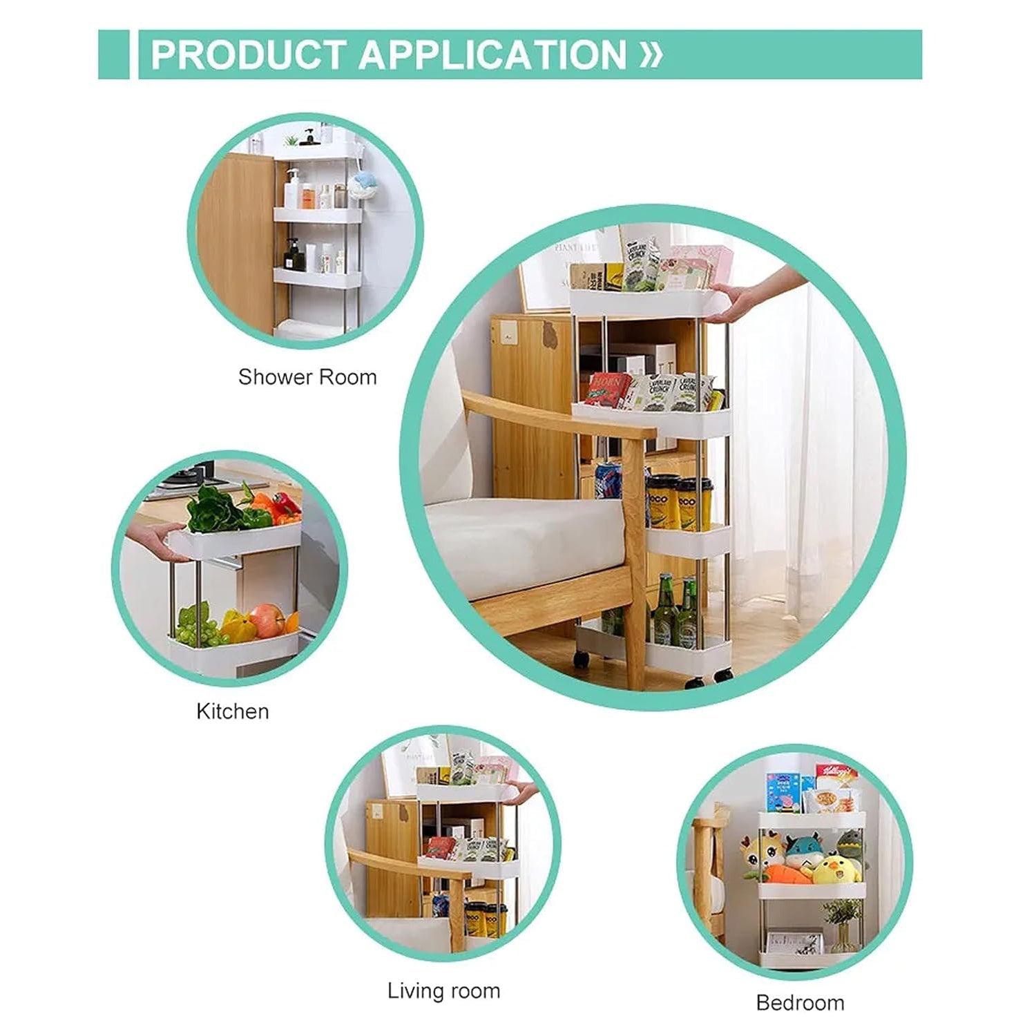 4 Layer Multipurpose Kitchen Storage Organizer Trolley With Wheels