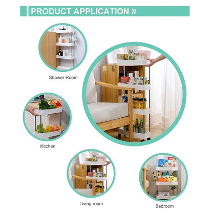 4 Layer Multipurpose Kitchen Storage Organizer Trolley With Wheels