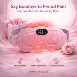 Cordless Menstrual Heating Pad – 3 Heat Levels & 4 Massage Modes