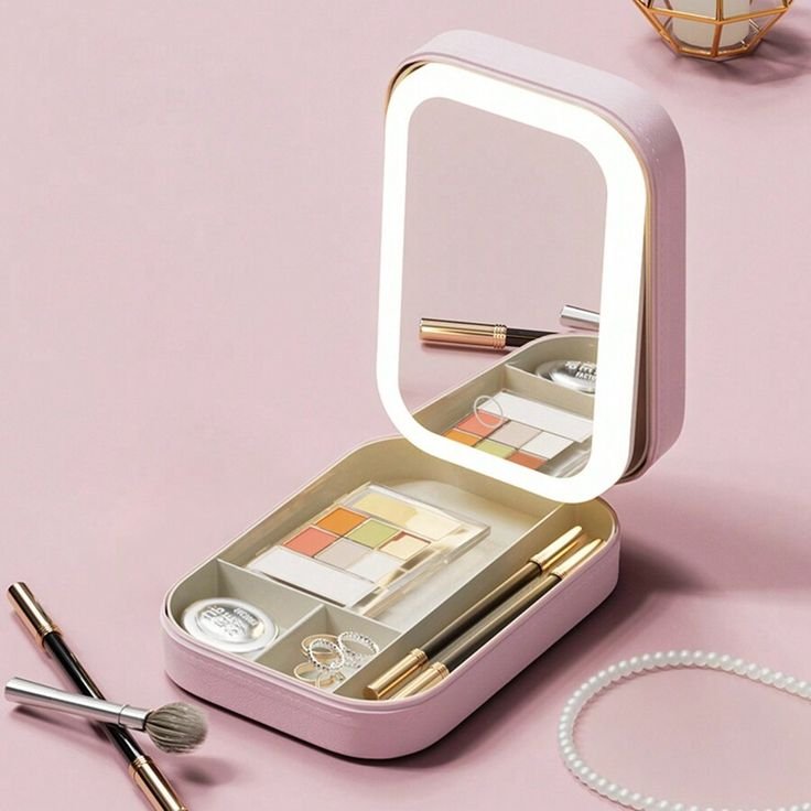 Lighted Makeup & Jewelry Case – Portable Storage Box with LED Mirror